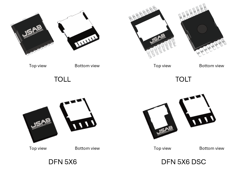 安建半導體 SGT MOSFET 采用先進熱性能封裝 TOLT, DFN5x6 DSC ，針對大電流高功率應用